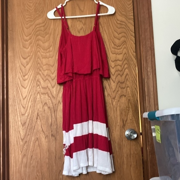 Charming Charlie Size Medium red and white striped  cami dress great condition - Picture 2 of 4
